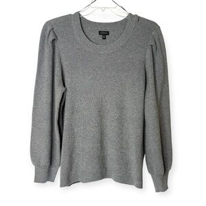The Limited Gray Long Puff Sleeve Tight Knit Sweater‎ Womens Plus 3X